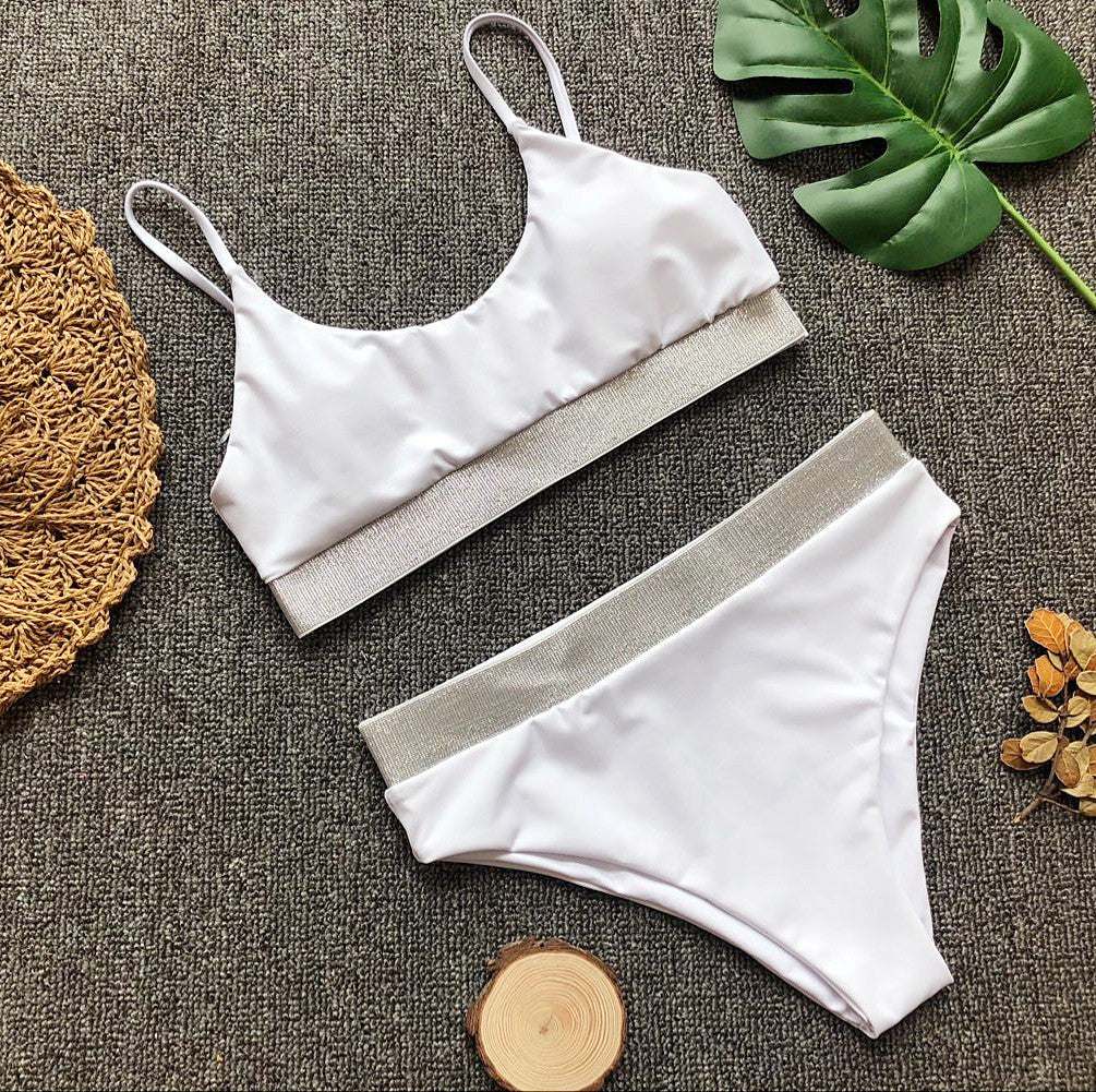 Sequins Splicing Bikini Set