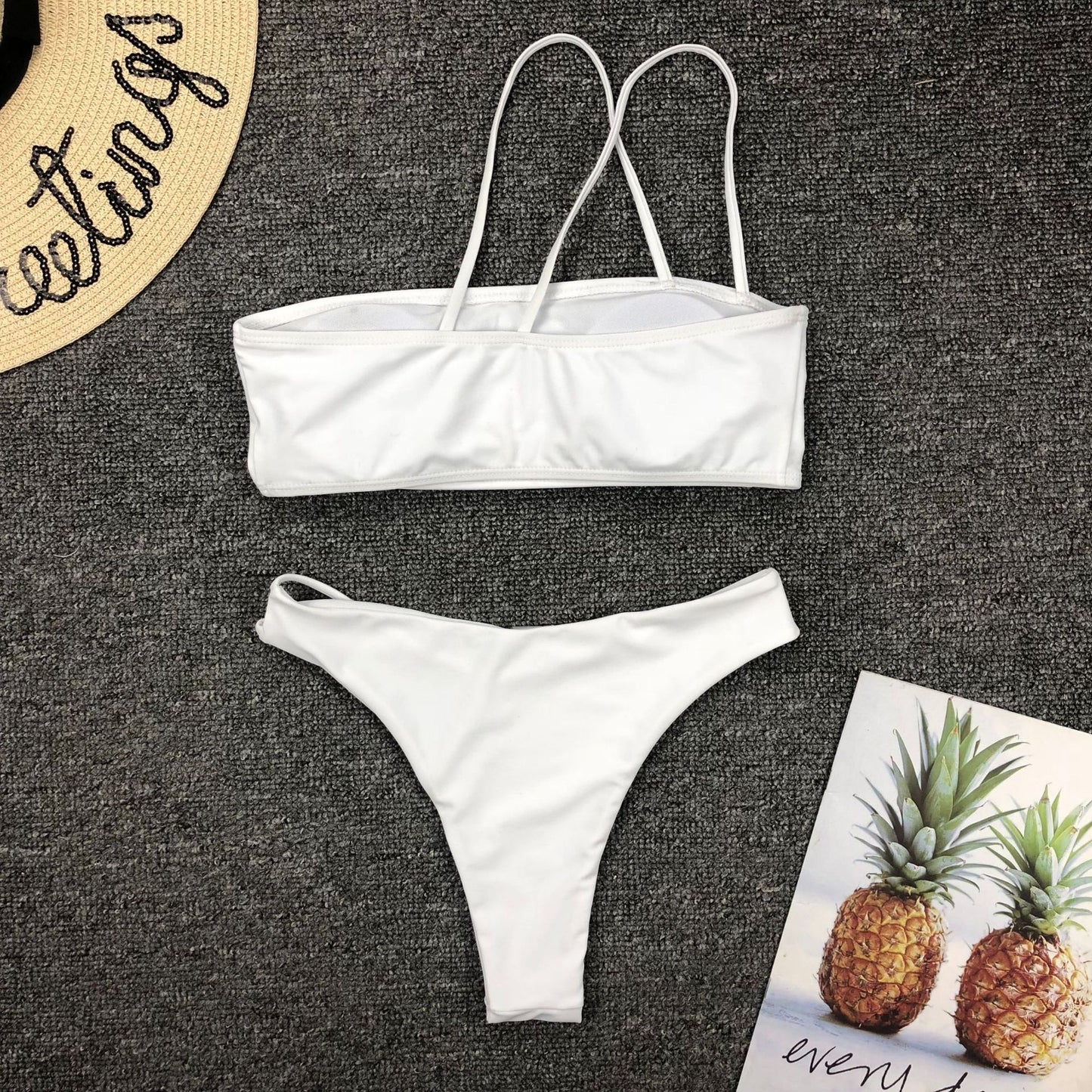 Solid Color Irregular Bikini Set