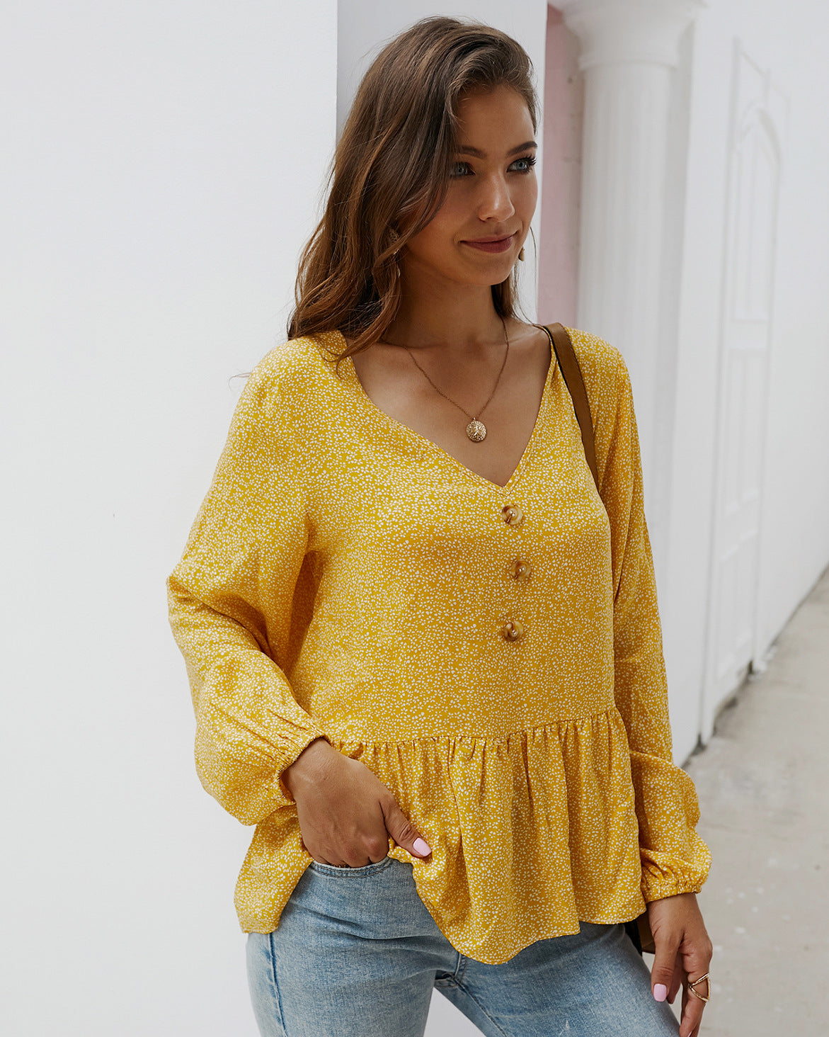 V Neck Long Sleeve Top