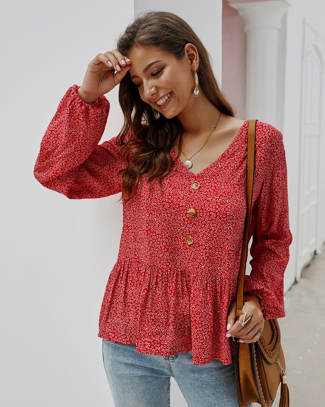 V Neck Long Sleeve Top