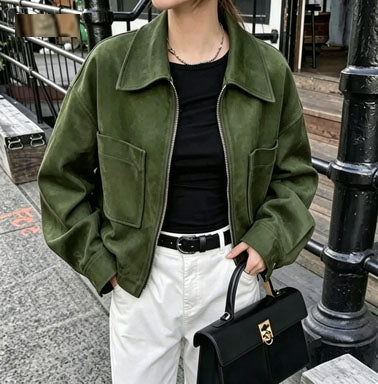 Loose Fitting Suede Jacket