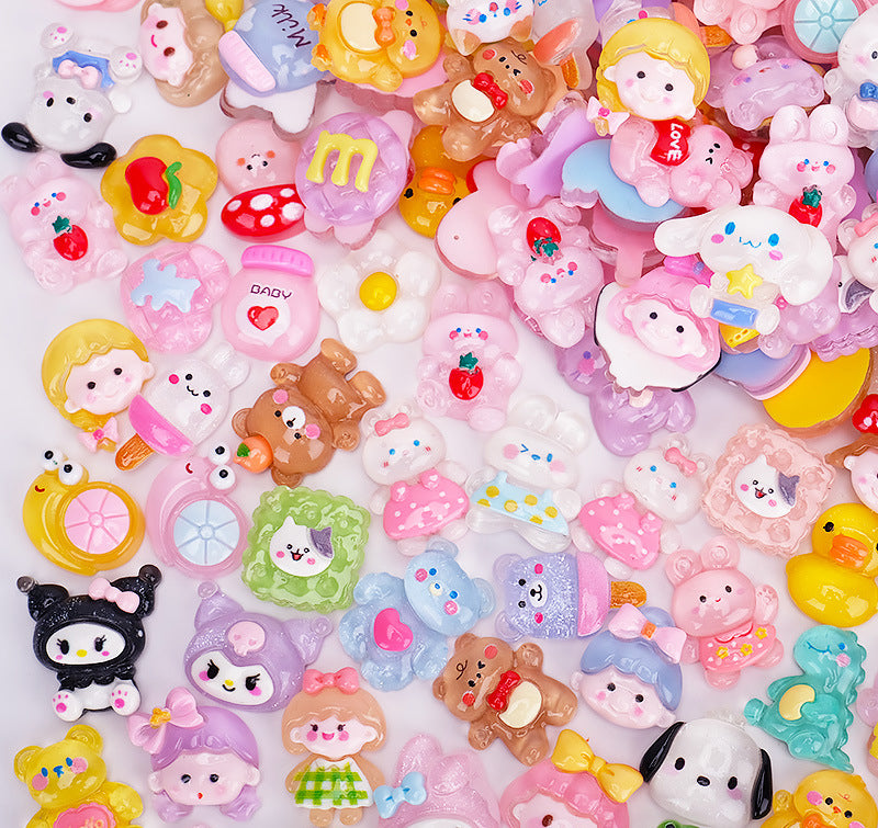 50 Pieces Cartoon Resin Diy Accessories