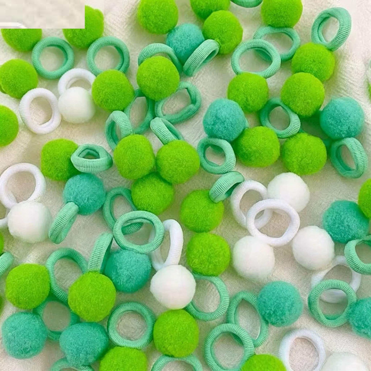 Kindergarten Girl's Colorful Pom-pom Hair Tie
