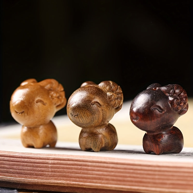 Sandalwood carved personalized cute little sheep pendant accessories
