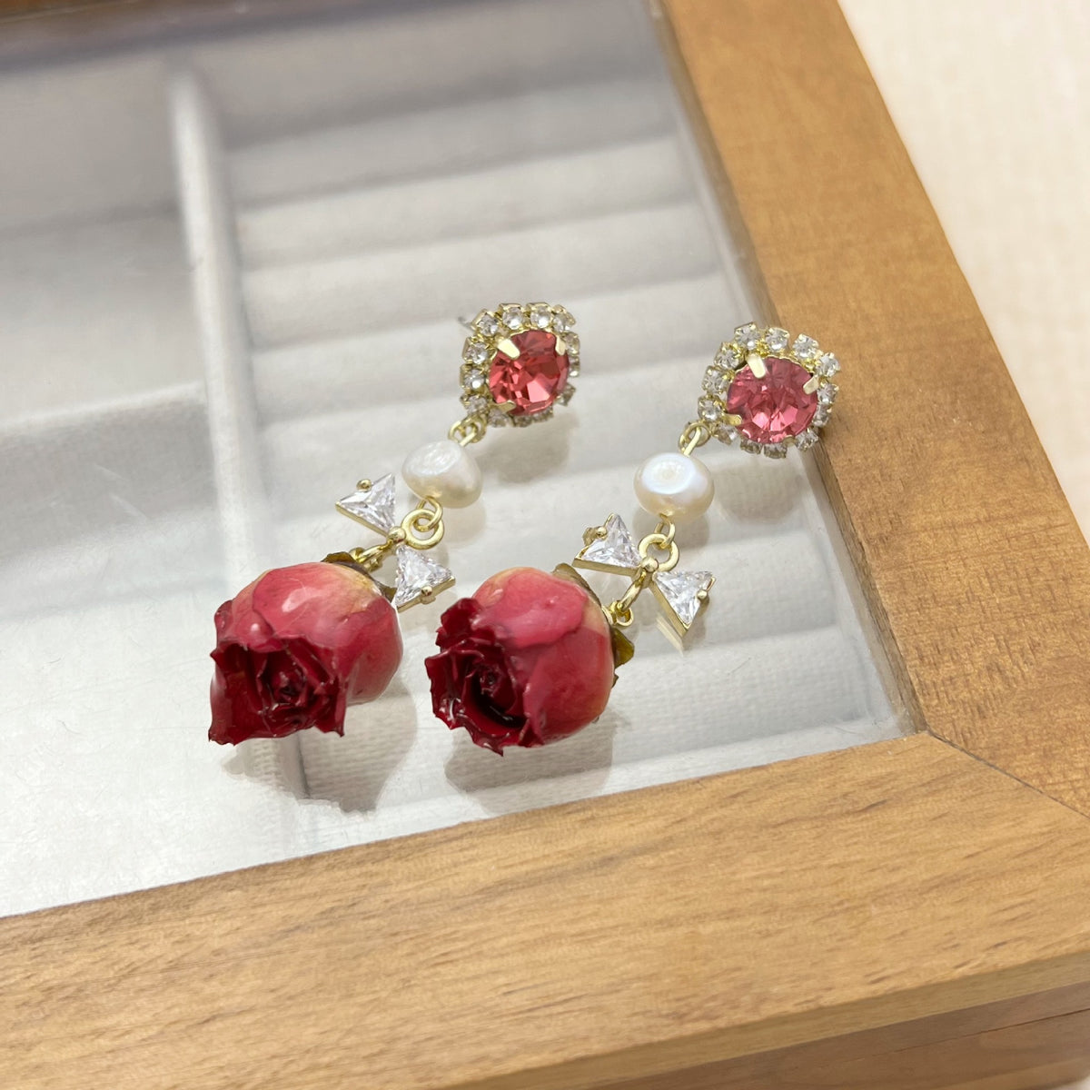 Pearl and Rose Earrings