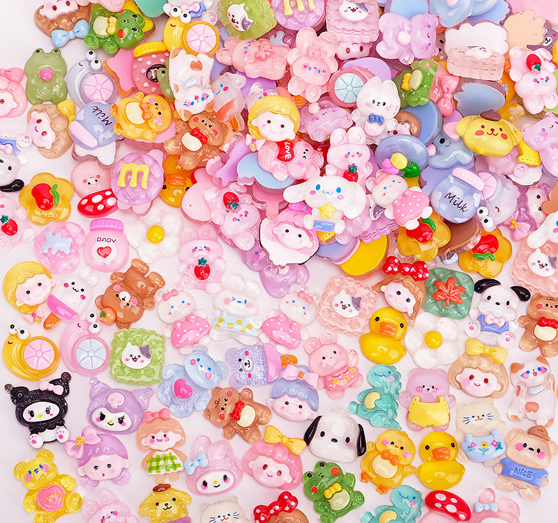 50 Pieces Cartoon Resin Diy Accessories