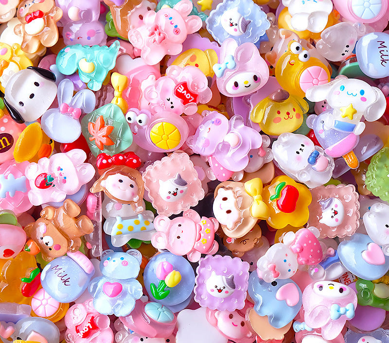 50 Pieces Cartoon Resin Diy Accessories