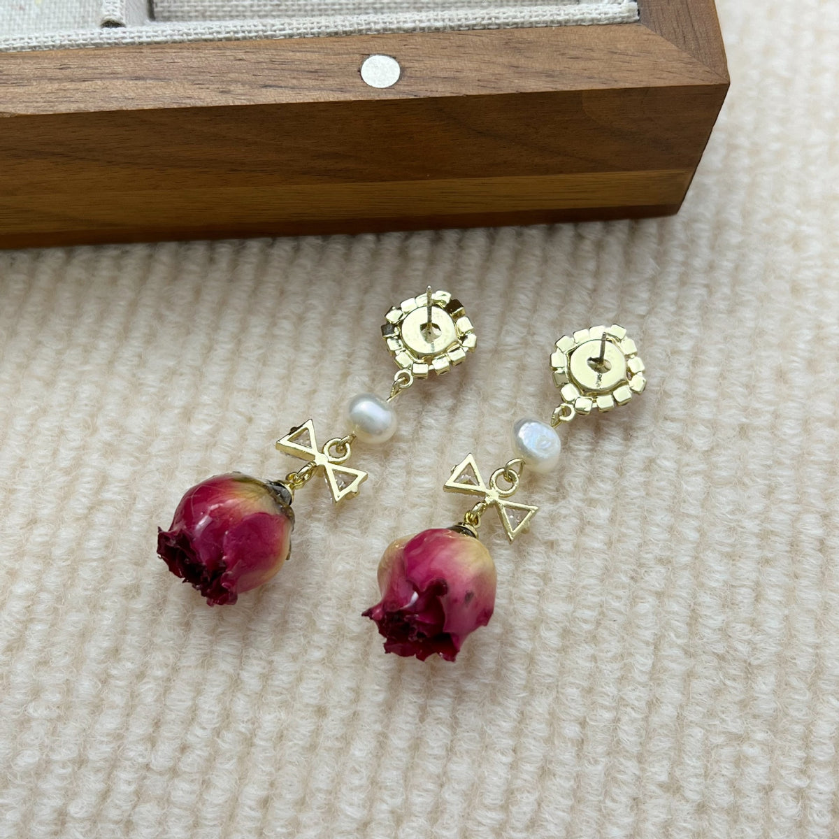 Pearl and Rose Earrings