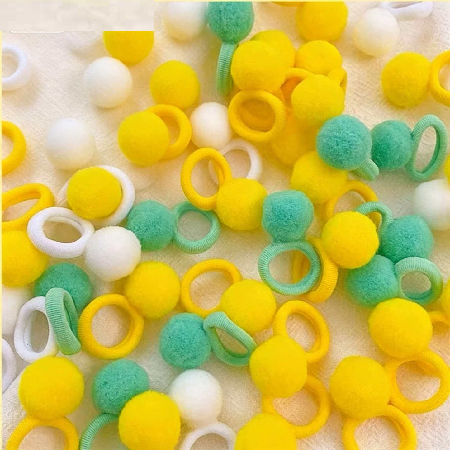 Kindergarten Girl's Colorful Pom-pom Hair Tie
