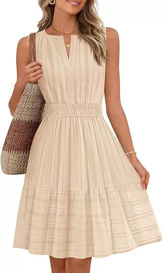 Pleated Sleeveless Dress