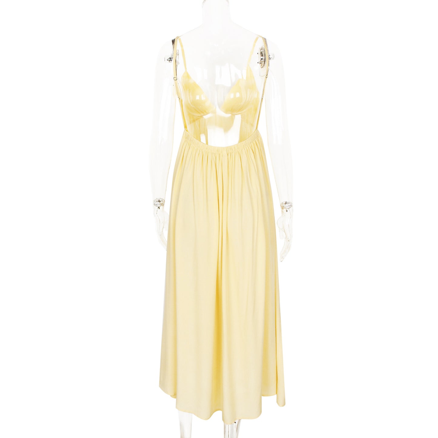 Deep V Neck Backless Maxi Dress