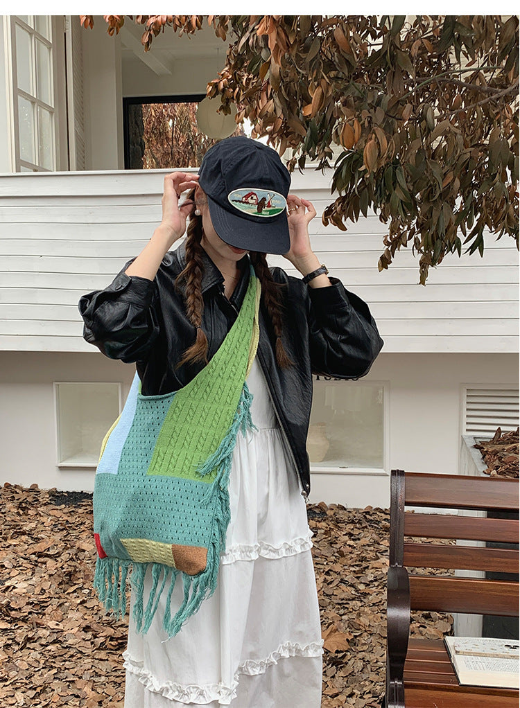 Tassel Splicing Knitted Bags