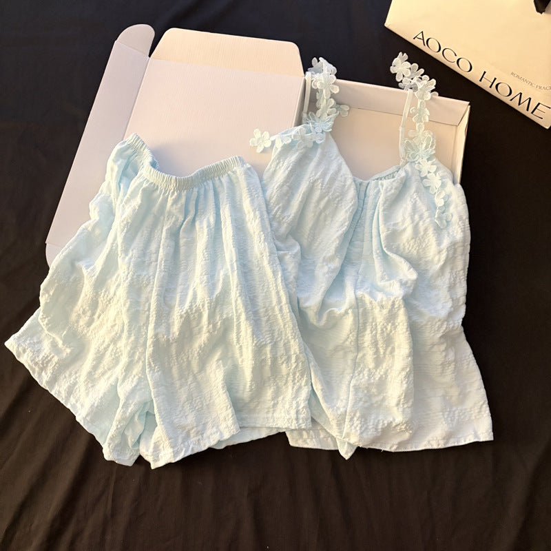 Lace Top And Shorts Two Pieces Set