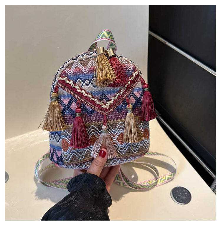 Ethnic Style Tassel Crossbody Bag