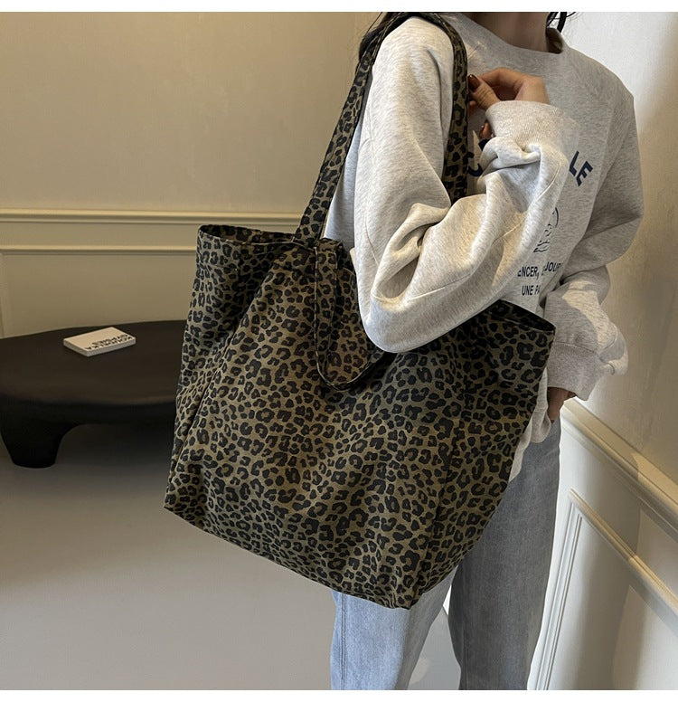 Leopard-print Canvas  Bag