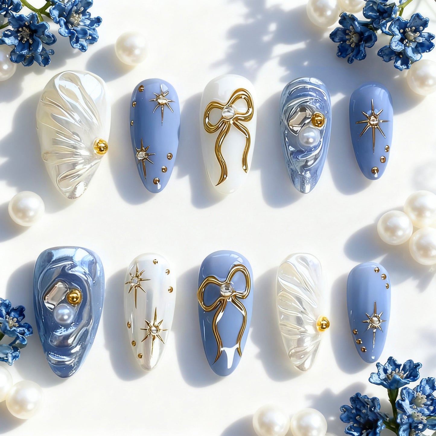 3D Star Bow Handmade Rhinestone Nail Art