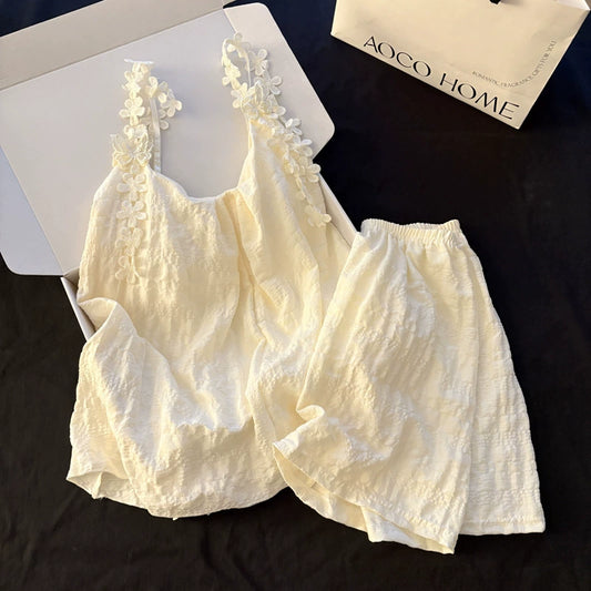 Lace Top And Shorts Two Pieces Set
