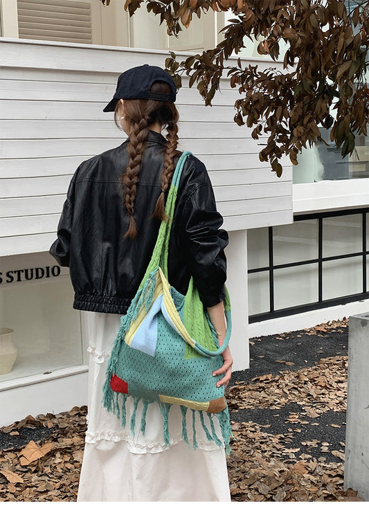 Tassel Splicing Knitted Bags