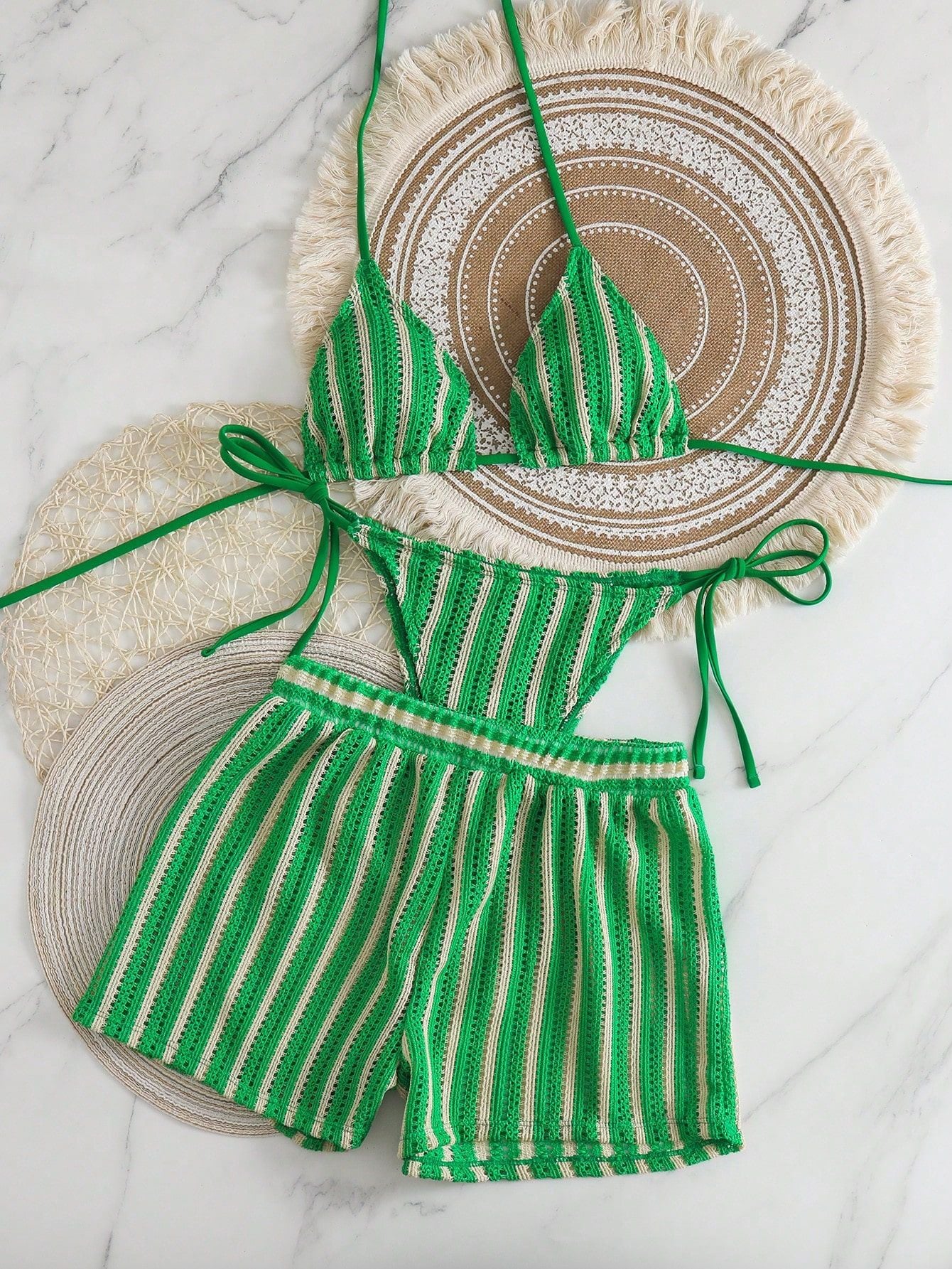 Knit Three Pieces Bikini Set
