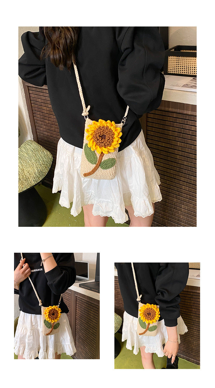 Floral Knit Shoulder Bag