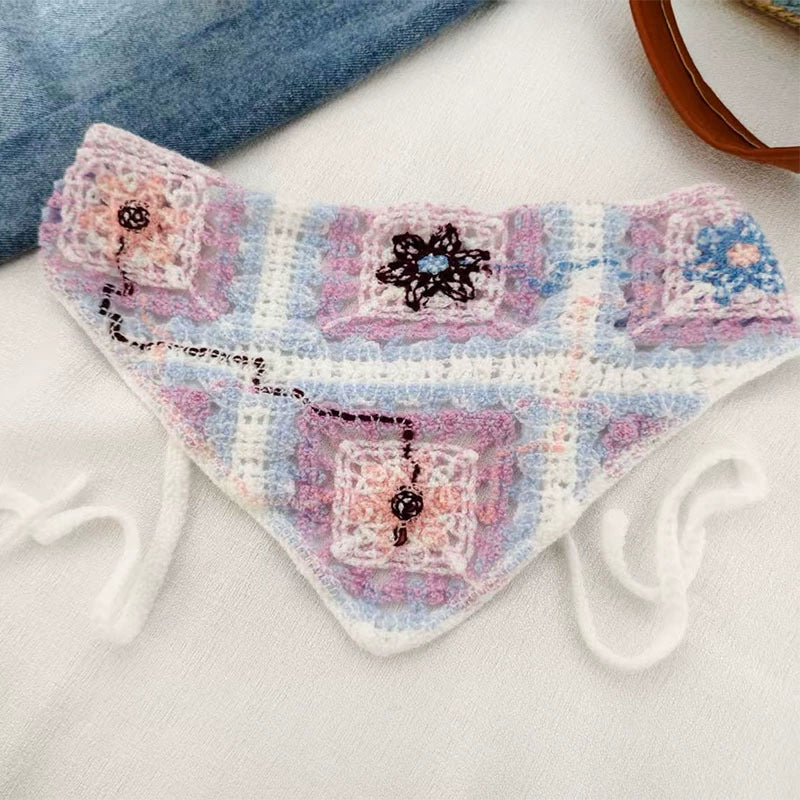Hand-knitted Triangular Hollow Out Headscarf