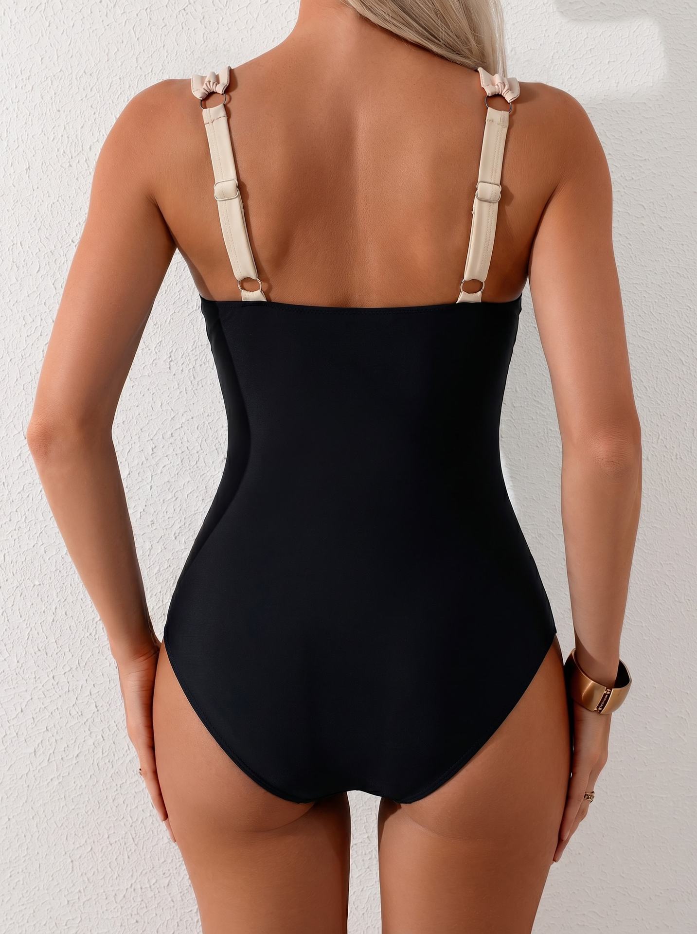 Cross Pleated One Piece Swimsuit