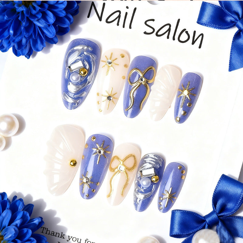 3D Star Bow Handmade Rhinestone Nail Art