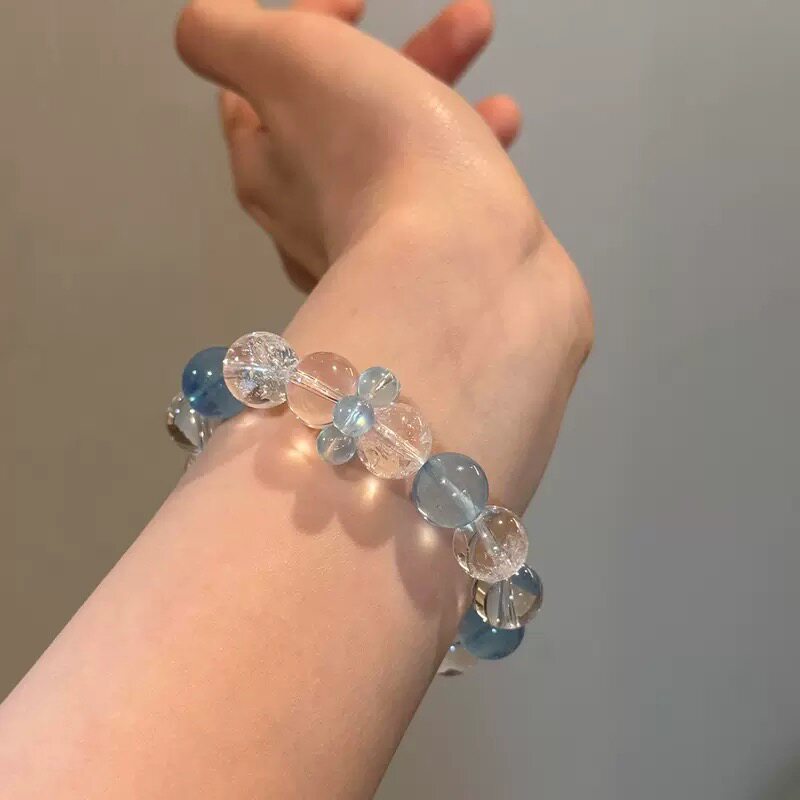 Imitation Natural Aquamarine White Crystal Bracelet For Women