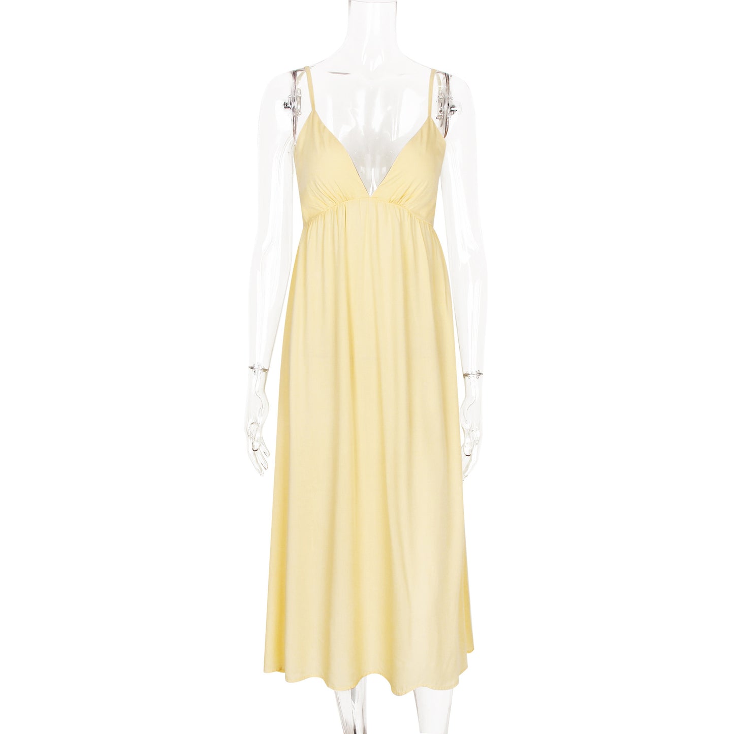 Deep V Neck Backless Maxi Dress