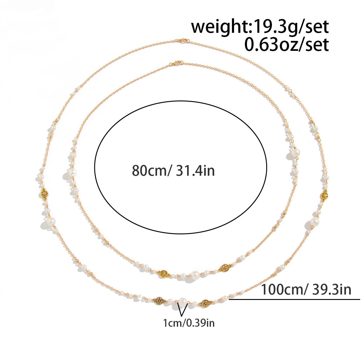 Imitation Pearl Long Necklace Set