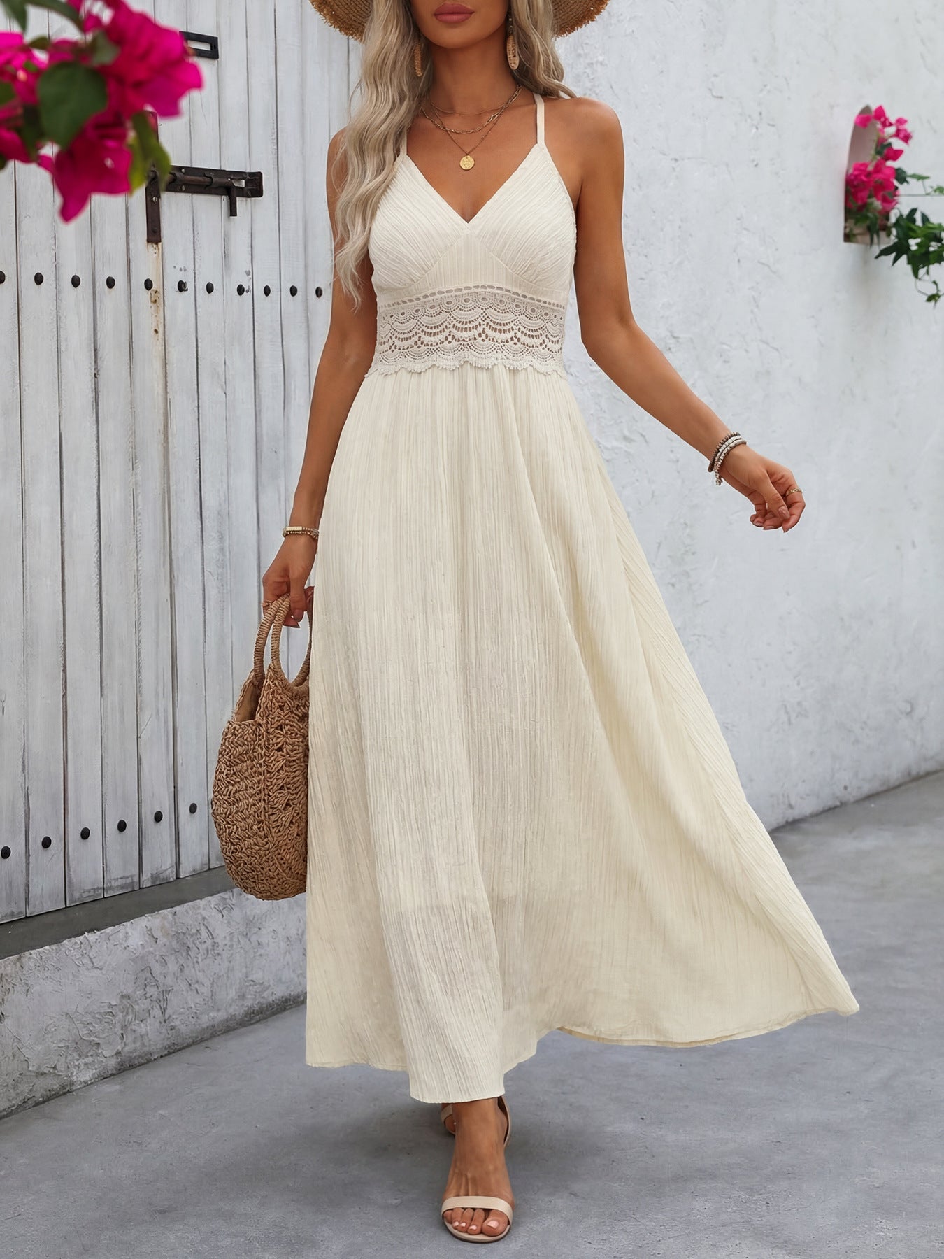 Lace Backless Maxi Dress