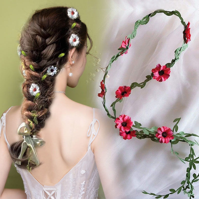 Artificial Flower Vine Braided Hairband