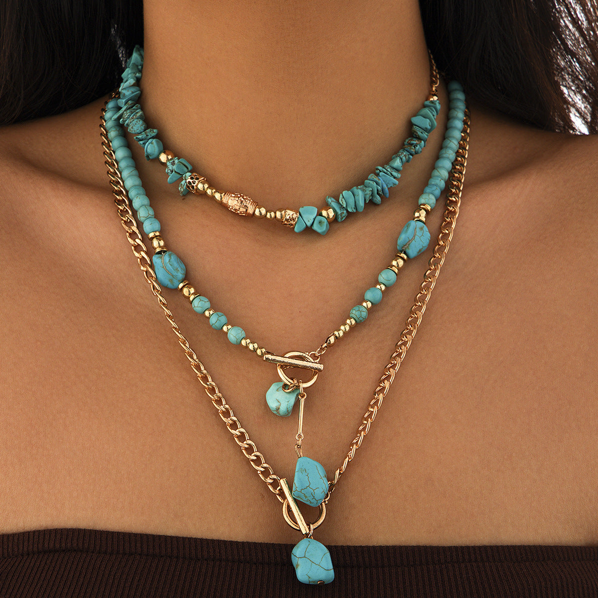 Blue Beaded Bohemian Necklace