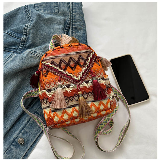 Ethnic Style Tassel Crossbody Bag