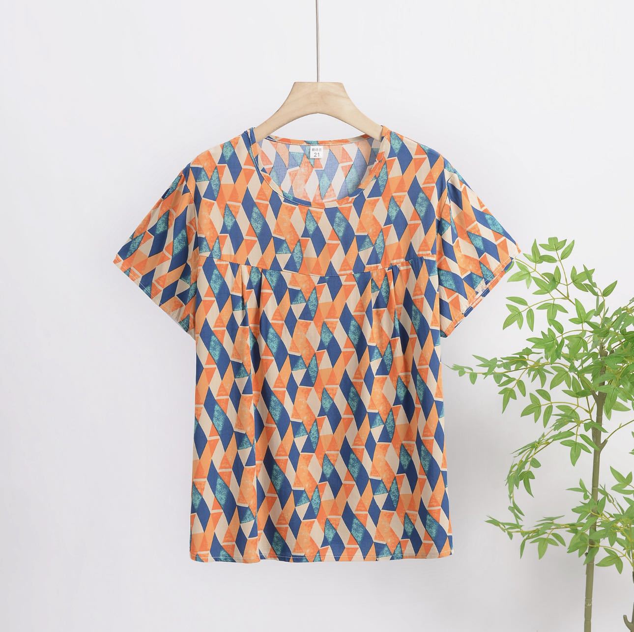 Loose Floral Print Top For Middle-aged