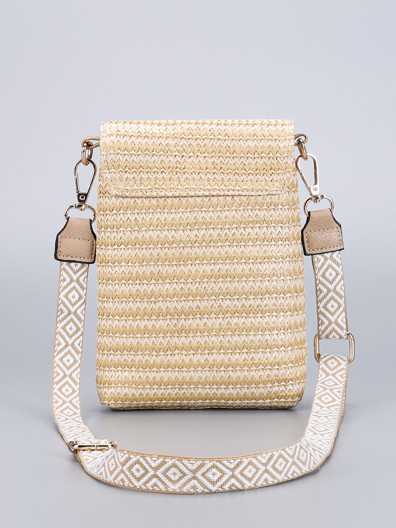 Straw Beaded Crossbody Bag
