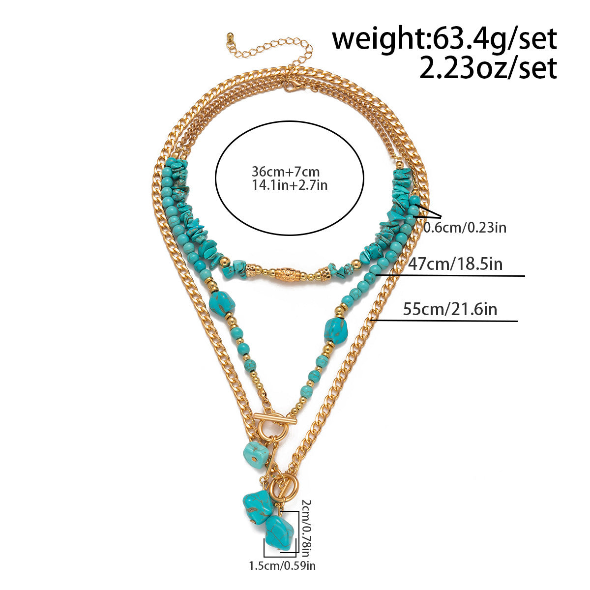 Blue Beaded Bohemian Necklace