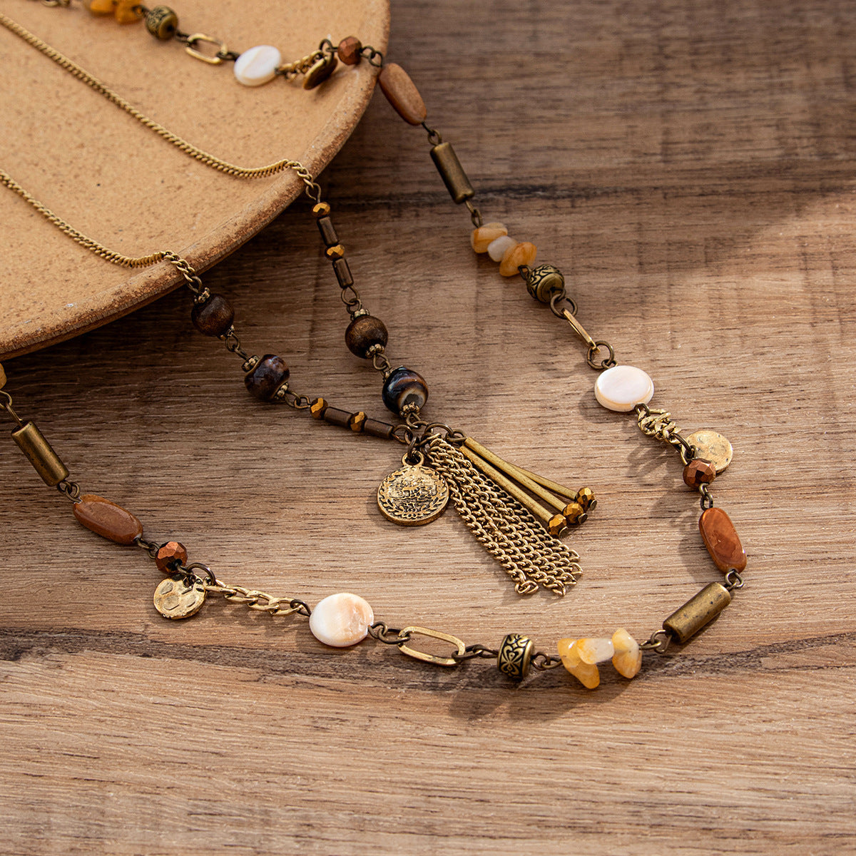 Imitation Pearl Long Necklace Set