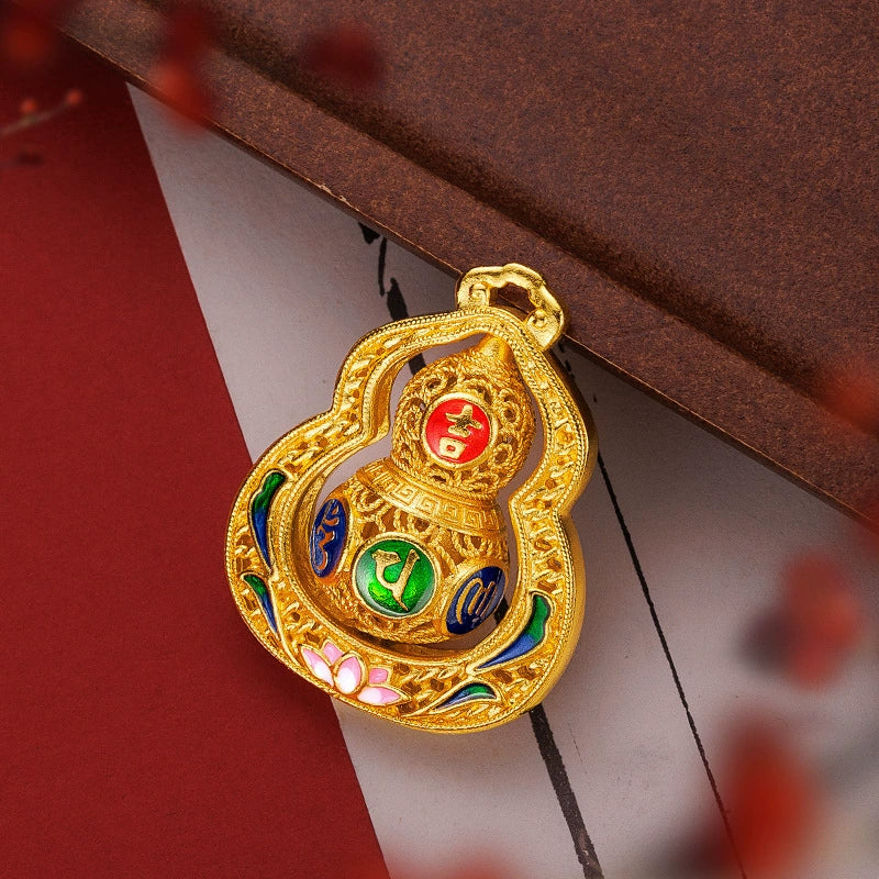 Enamel Filigree Openwork Rotating Gourd Necklace