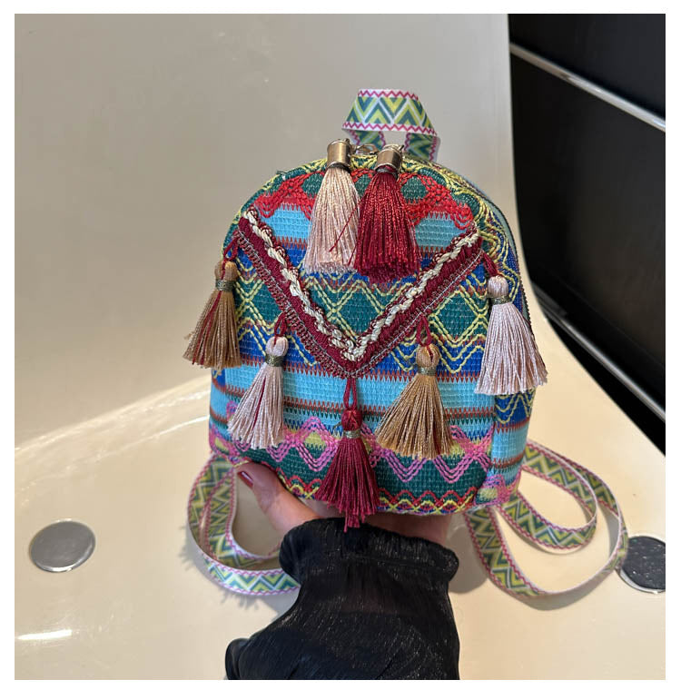 Ethnic Style Tassel Crossbody Bag