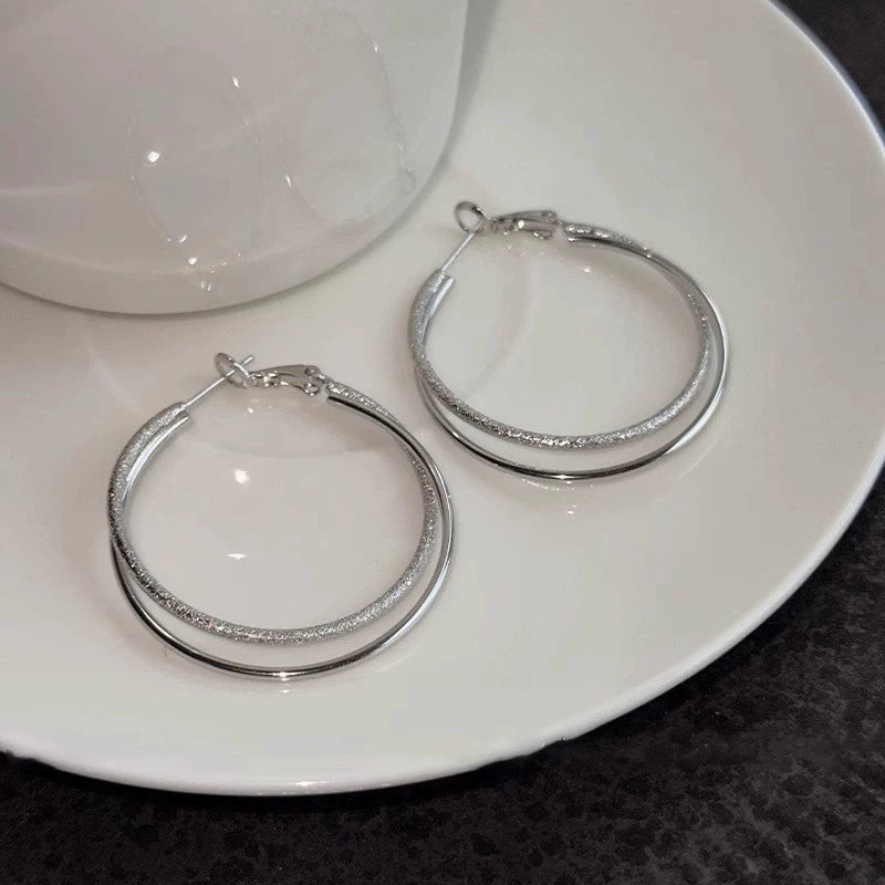 Double Hoop Silver earrings