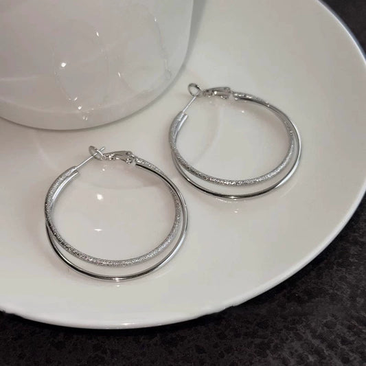 Double Hoop Silver earrings