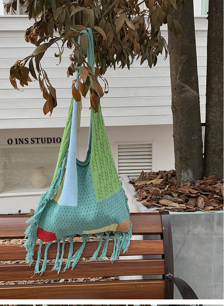 Tassel Splicing Knitted Bags