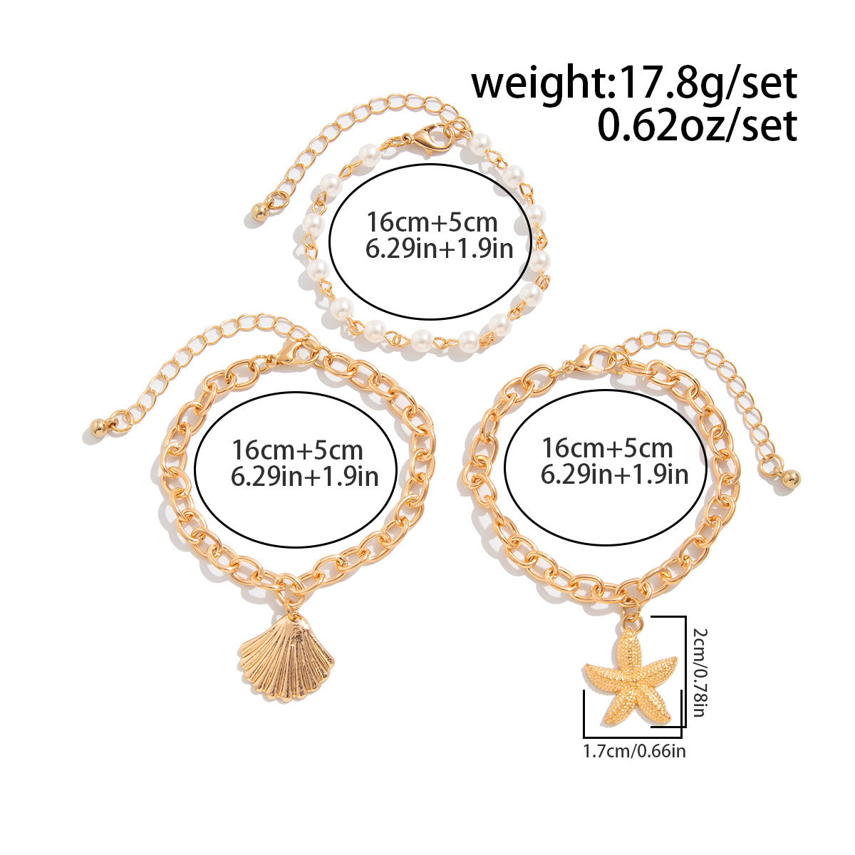 Starfish Shell Imitation Pearl Chain