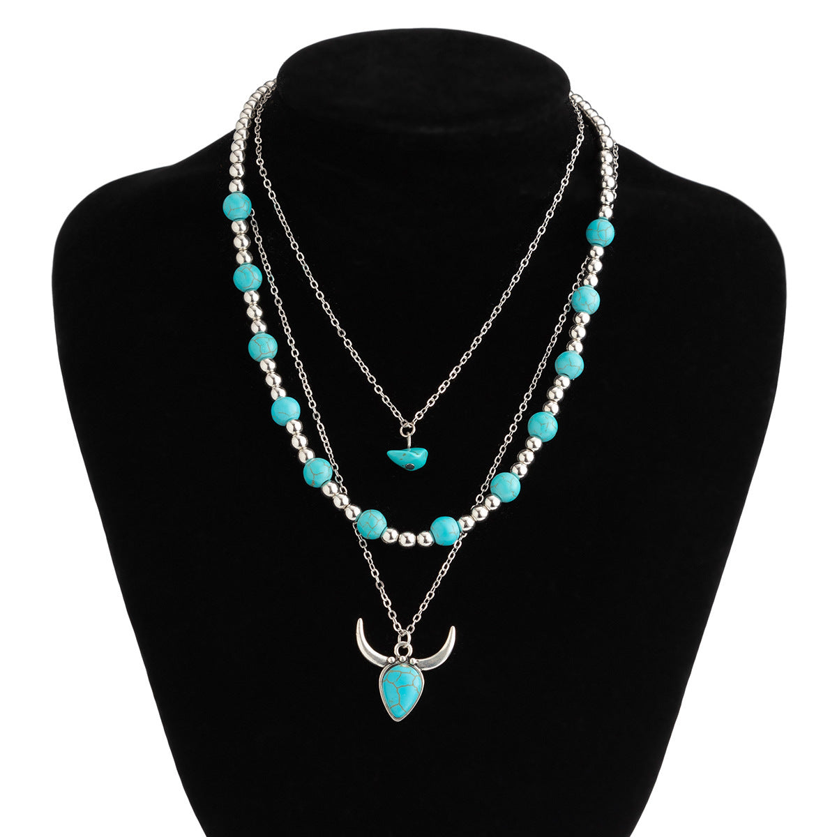 Blue Beaded Bohemian Necklace