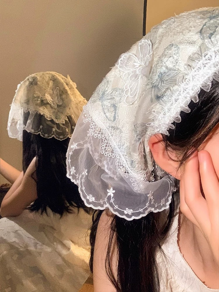 Butterfly Lace Triangular Scarf/Headscarf