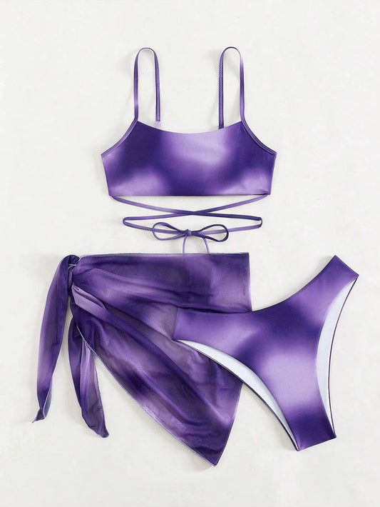 Tie-dye Bikini Swimsuit Three-piece Set