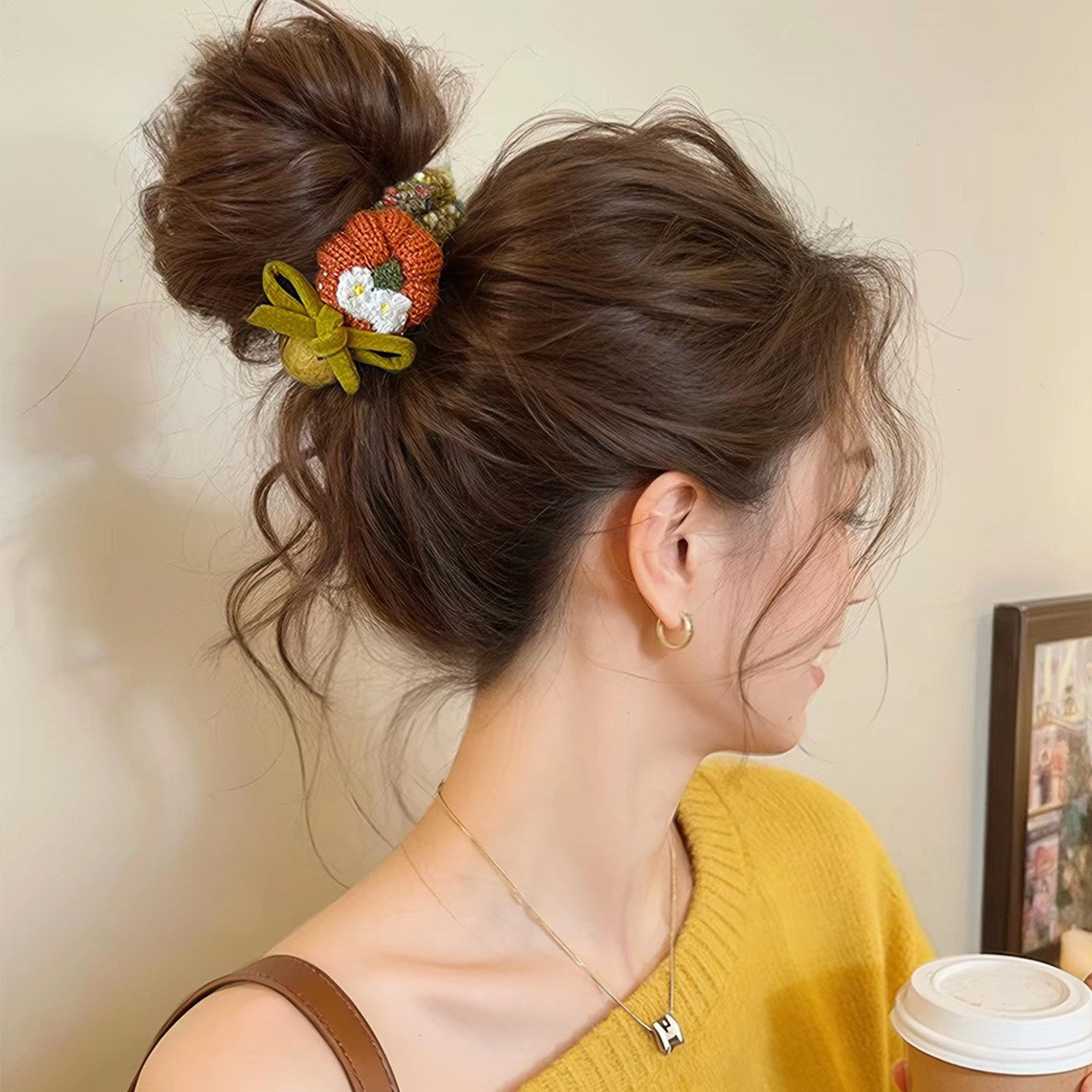 Pumpkin Bow Hair Tie