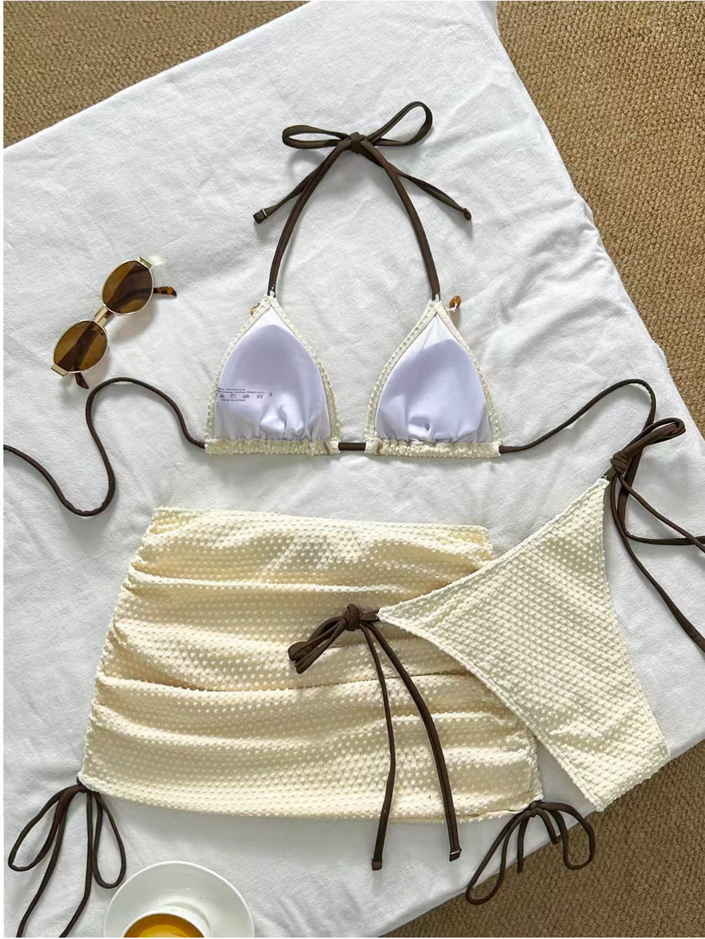 Beige Halter Neck Beach Swimsuit