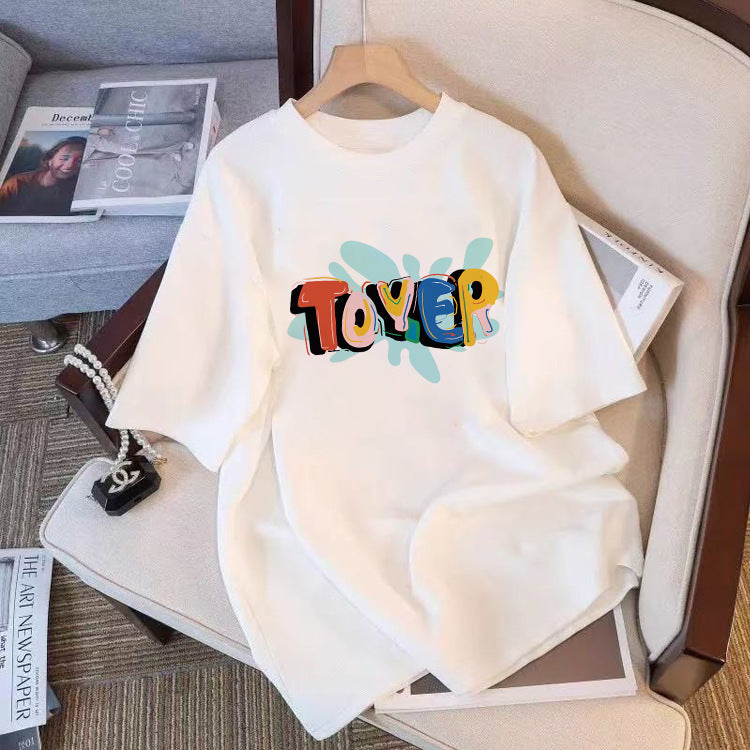 Casual Short Sleeve Letters Top